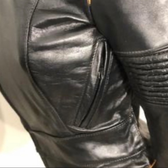 Ladies Vintage leather motorcycle jacket - size 8 - Picture 4 of 7